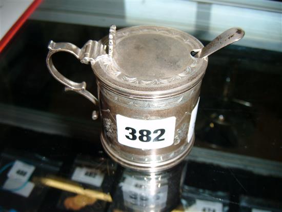 Victorian silver drum mustard